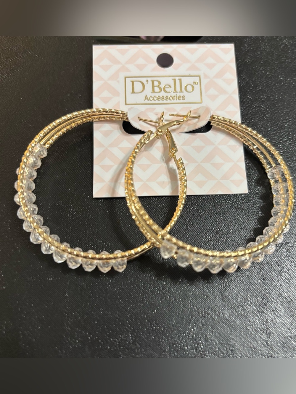 5/$25 (Pick 5 items for $25 Labeled) D'Bello Hoop Earrings with Crystal Beading